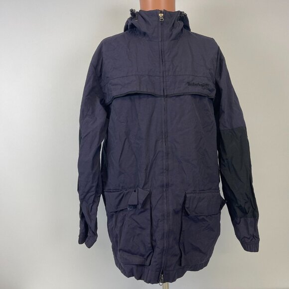 Timberland Weathergear Long Hooded Windbreaker Jacket Purple Size S - Picture 2 of 4